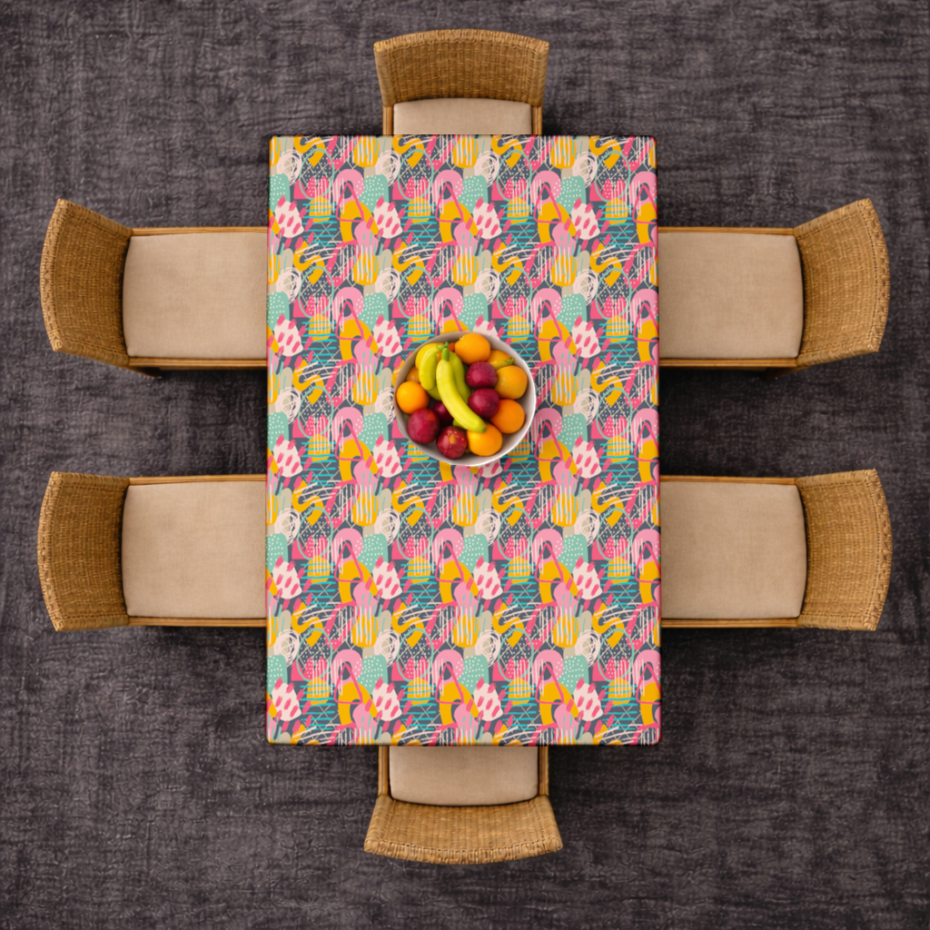 Abstract Geometric Doodle Rectangular Tablecloth