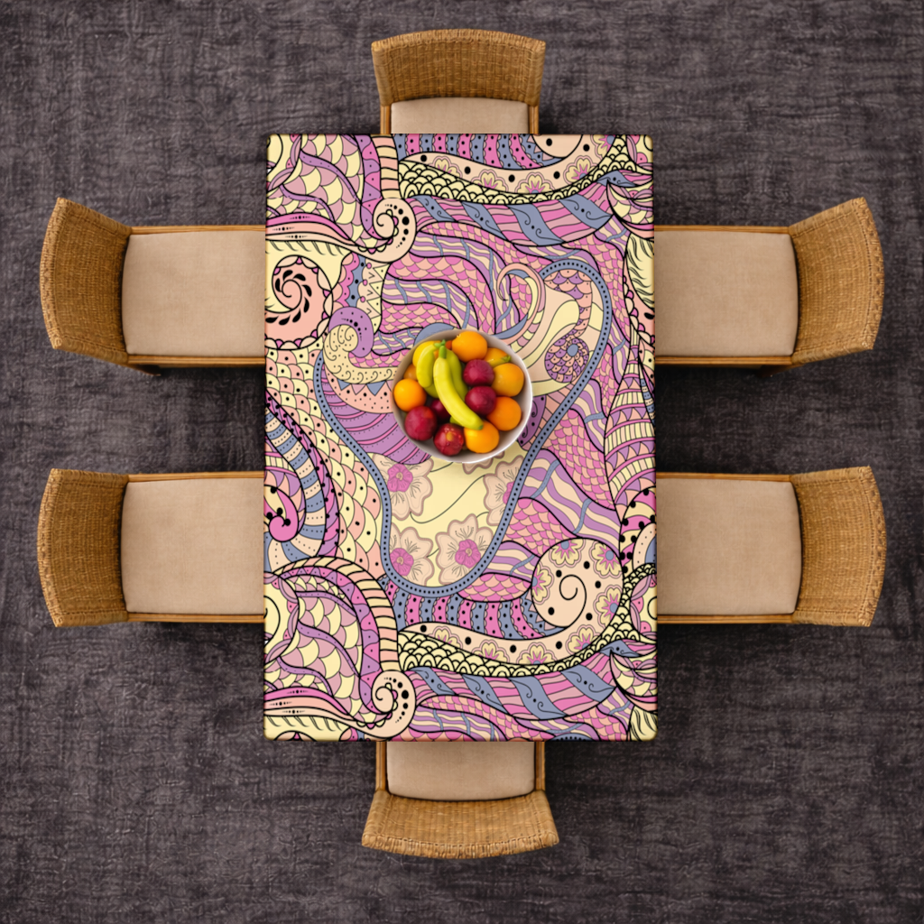 Psychedelic Zentangle Çiçek Masa Örtüsü