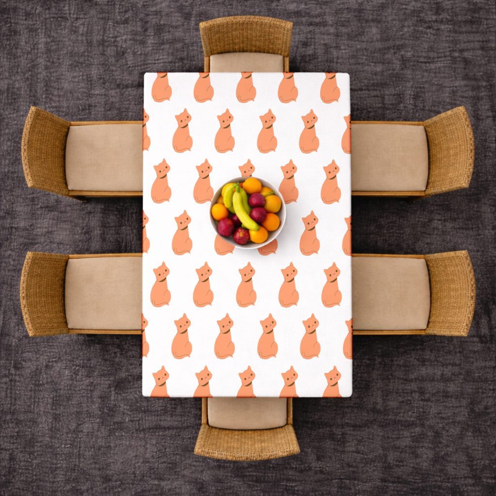 Kawaii Orange Cat Blep Rectangular Tablecloth