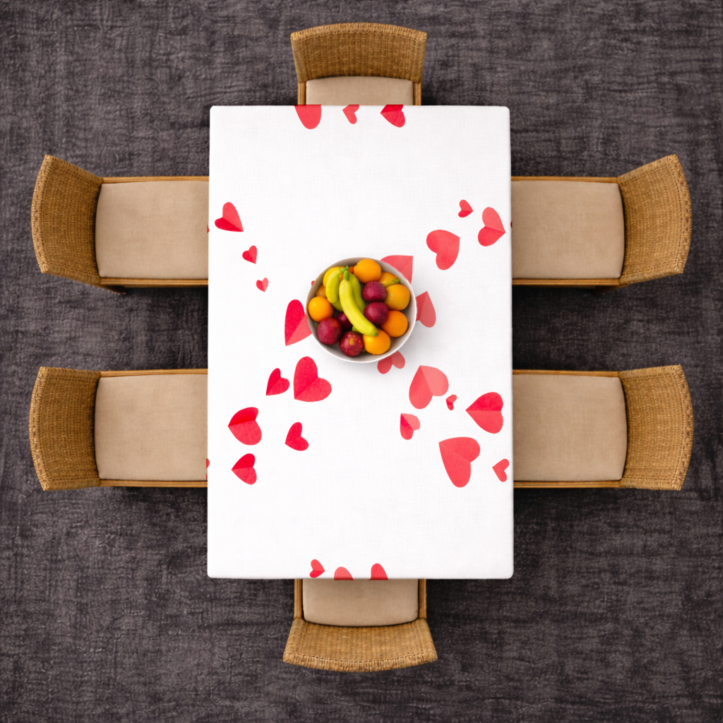 Red Hearts Frame Design Rectangular Tablecloth