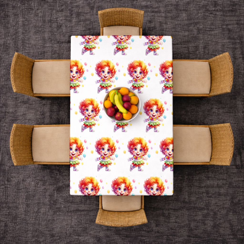 Cute Rainbow Hair Happy Clown Rectangular Tablecloth