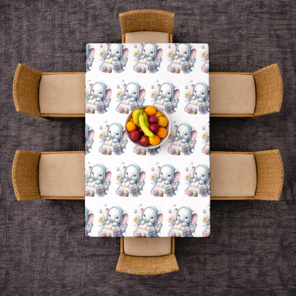 Sleeping Baby Elephant in Bed Rectangular Tablecloth