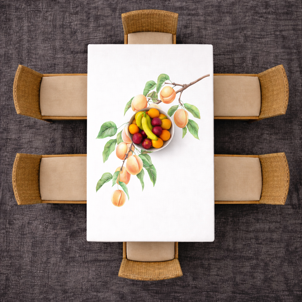 Ripe Orange Apricot Fruit Branch Rectangular Tablecloth