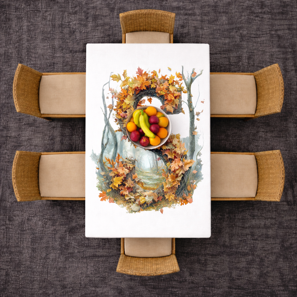 Autumn Maple Leaf Letter S Rectangular Tablecloth