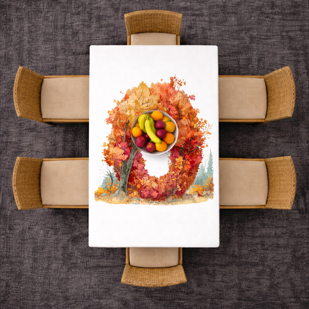 Autumn Leaf Letter O Rectangular Tablecloth