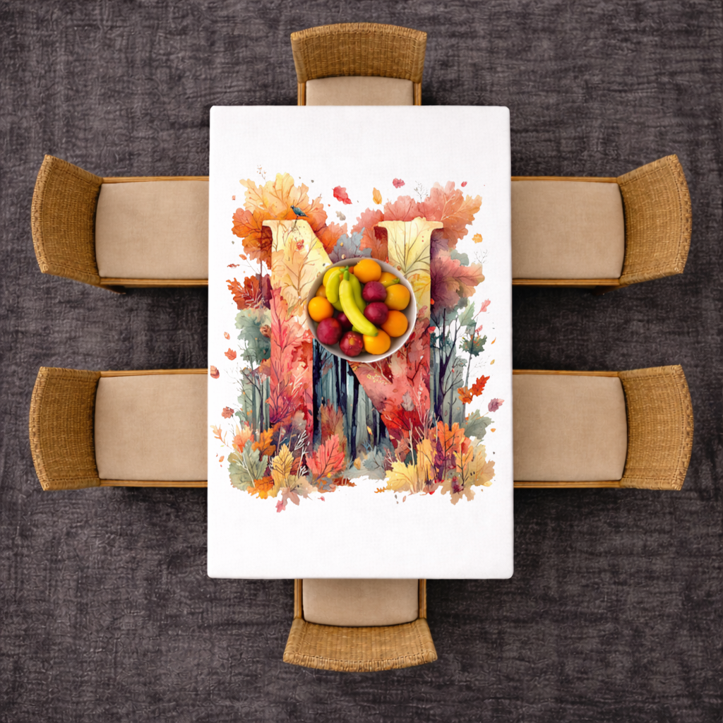 Autumn Leaf Monogram N Rectangular Tablecloth