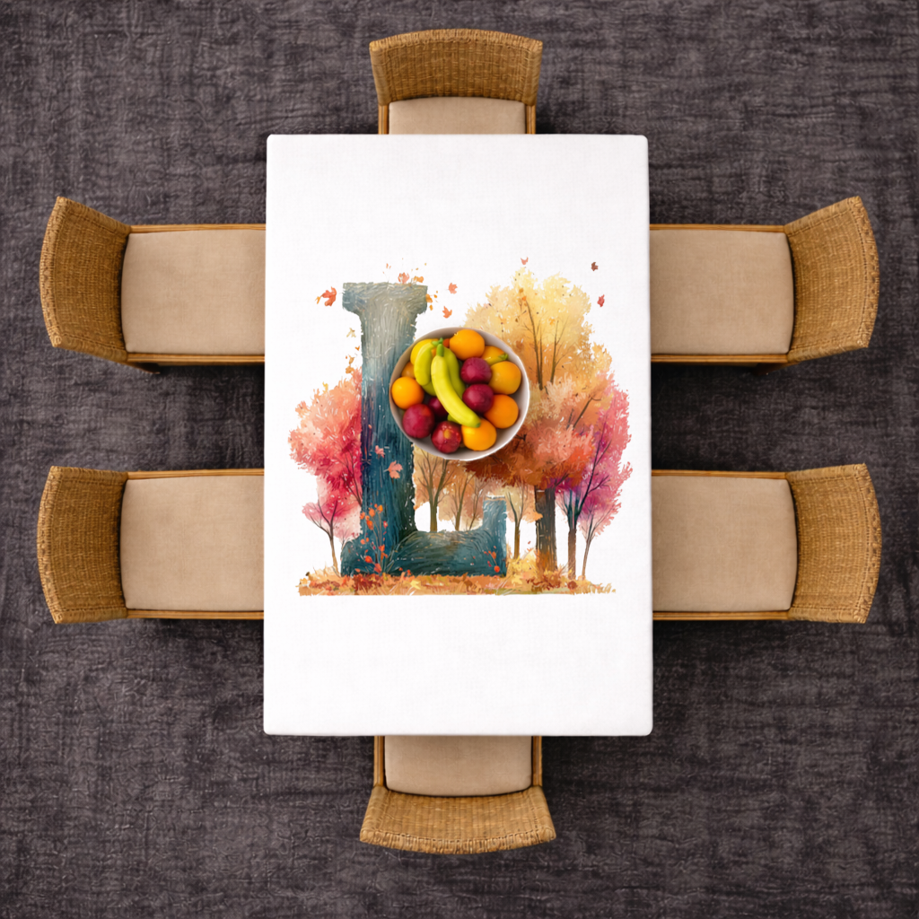 Autumn Forest Letter L Rectangular Tablecloth