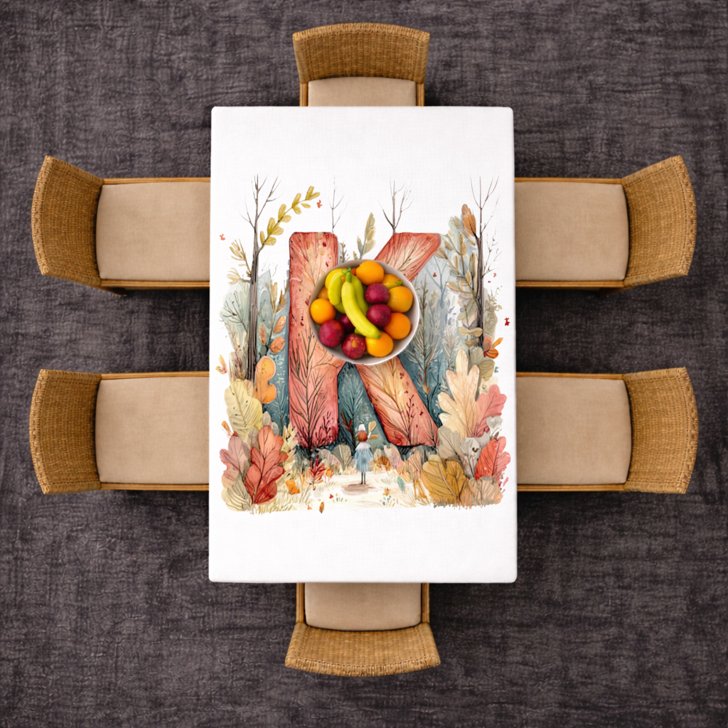 Autumn Forest Letter K Rectangular Tablecloth