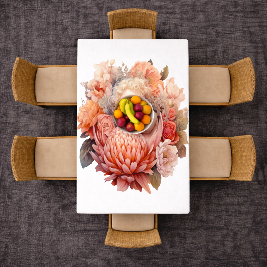 Çiçekler İçinde Uyuyan Masalsı Bebek Masa Örtüsü