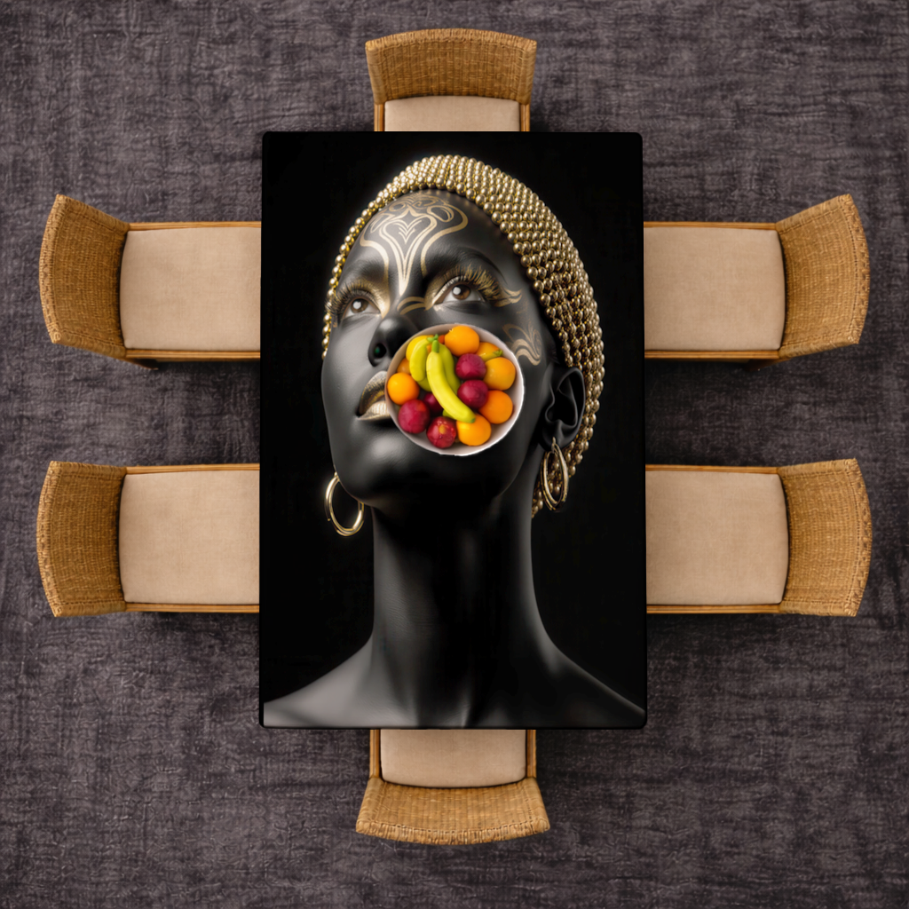 Gold Afrofuturistic Black Woman Rectangular Tablecloth