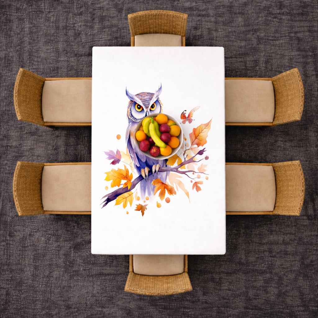 Whimsical Autumn Owl and Butterfly 