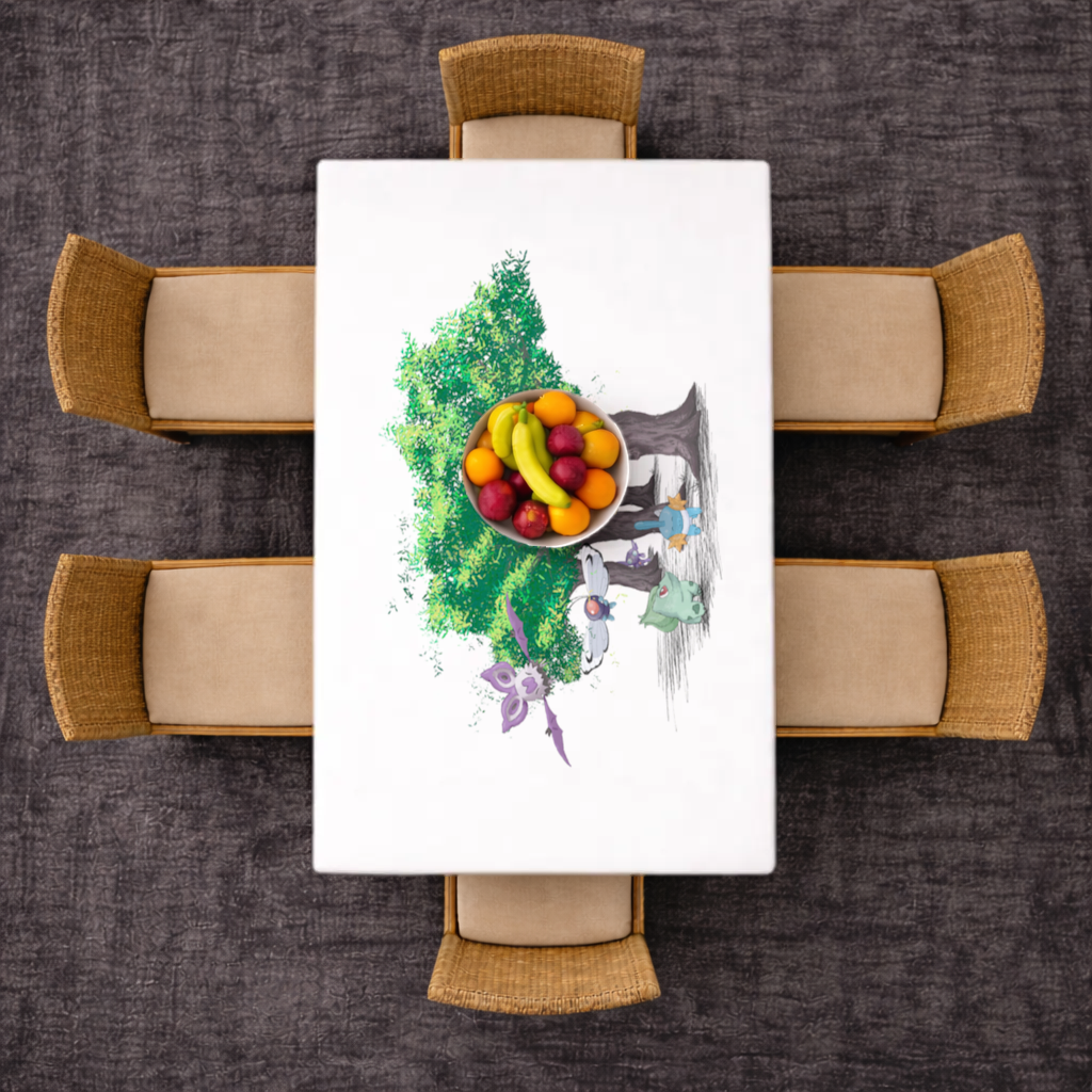 Fanmade Fakemon Characters, happy friends, anime characters Rectangular Tablecloth
