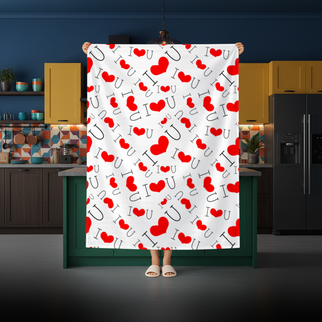 Valentines Day I Love You Heart Pattern Romantic Design Rectangular Tablecloth