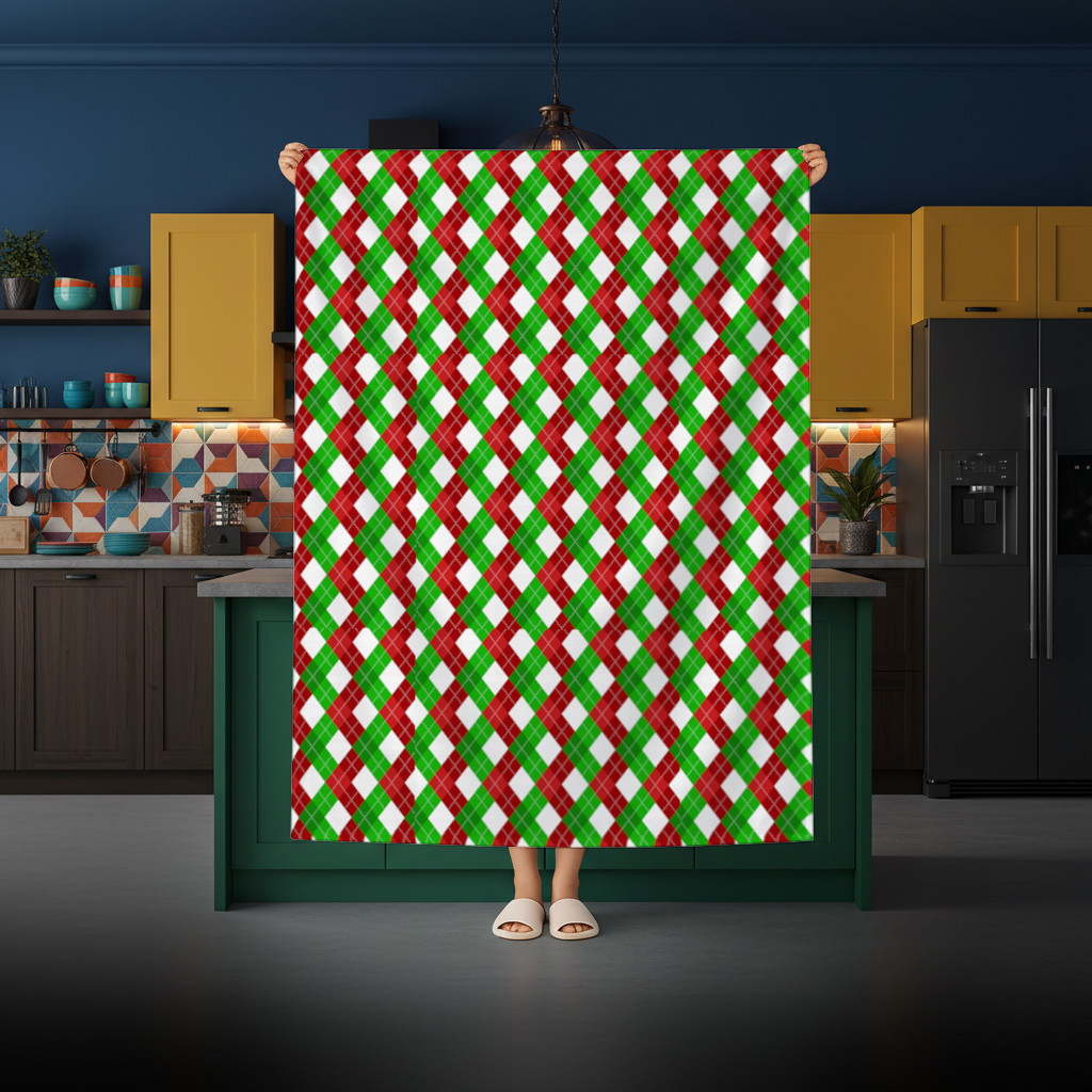 Red Green Argyle Plaid Background Pattern Rectangular Tablecloth
