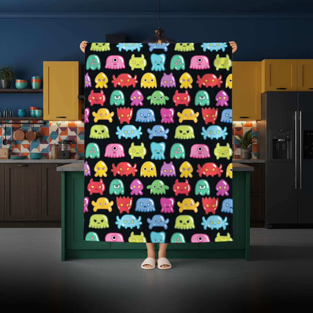 Cute Colorful Monsters Seamless Pattern Rectangular Tablecloth