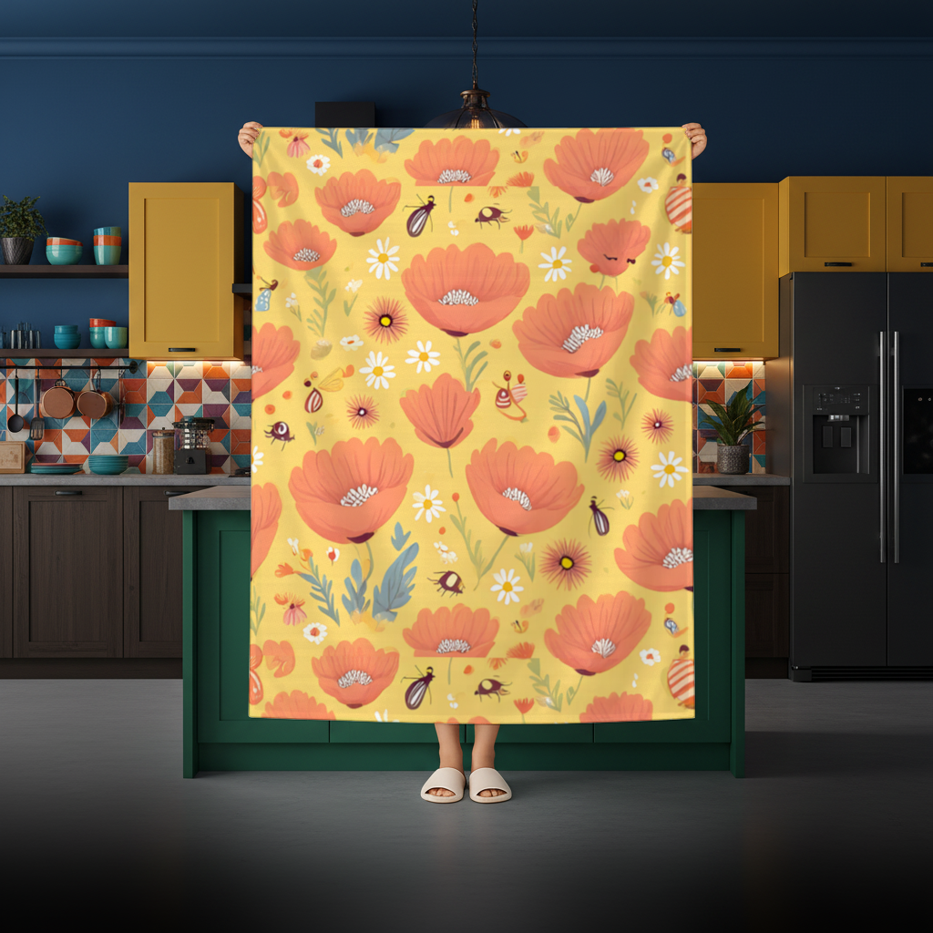 Floral  Insect Pattern  Colorful Design Rectangular Tablecloth