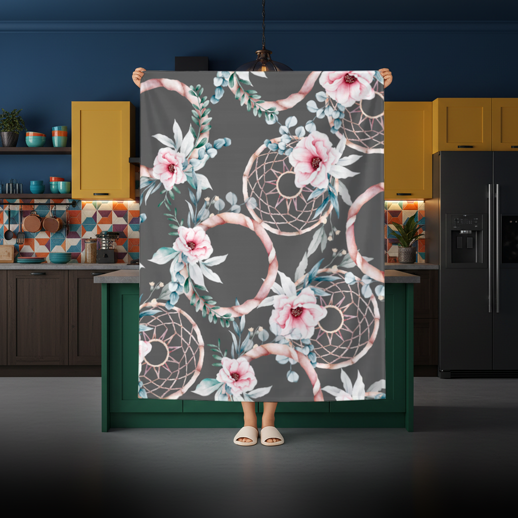 Boho Floral Dreamcatcher Pattern Rectangular Tablecloth