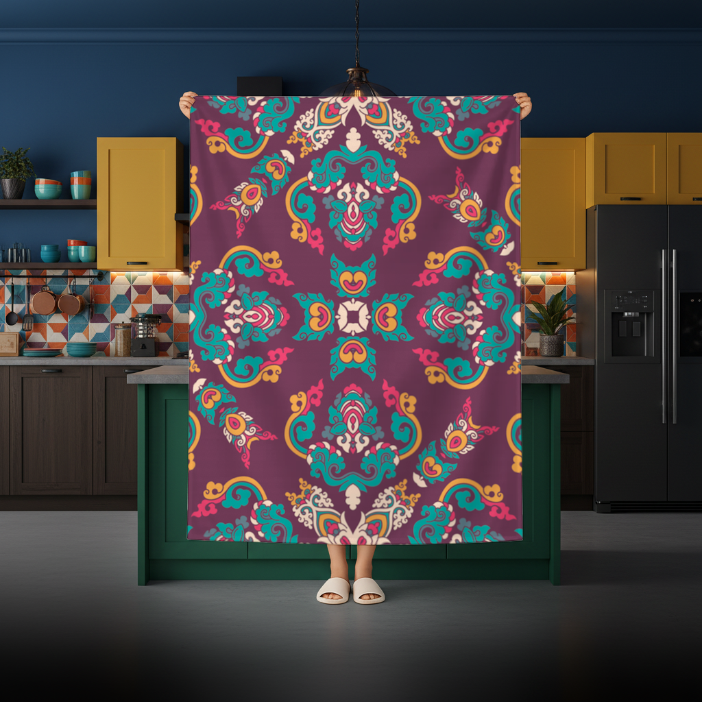 Otantik Osmanlı Motifli Renkli Mandala Deseni Masa Örtüsü