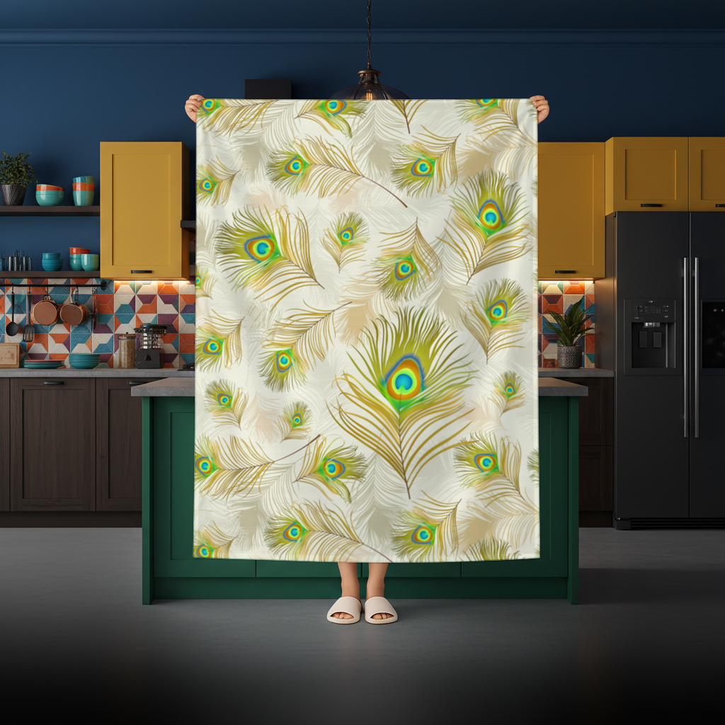 Elegant Peacock Feathers and Exotic Nature Seamless Pattern Rectangular Tablecloth