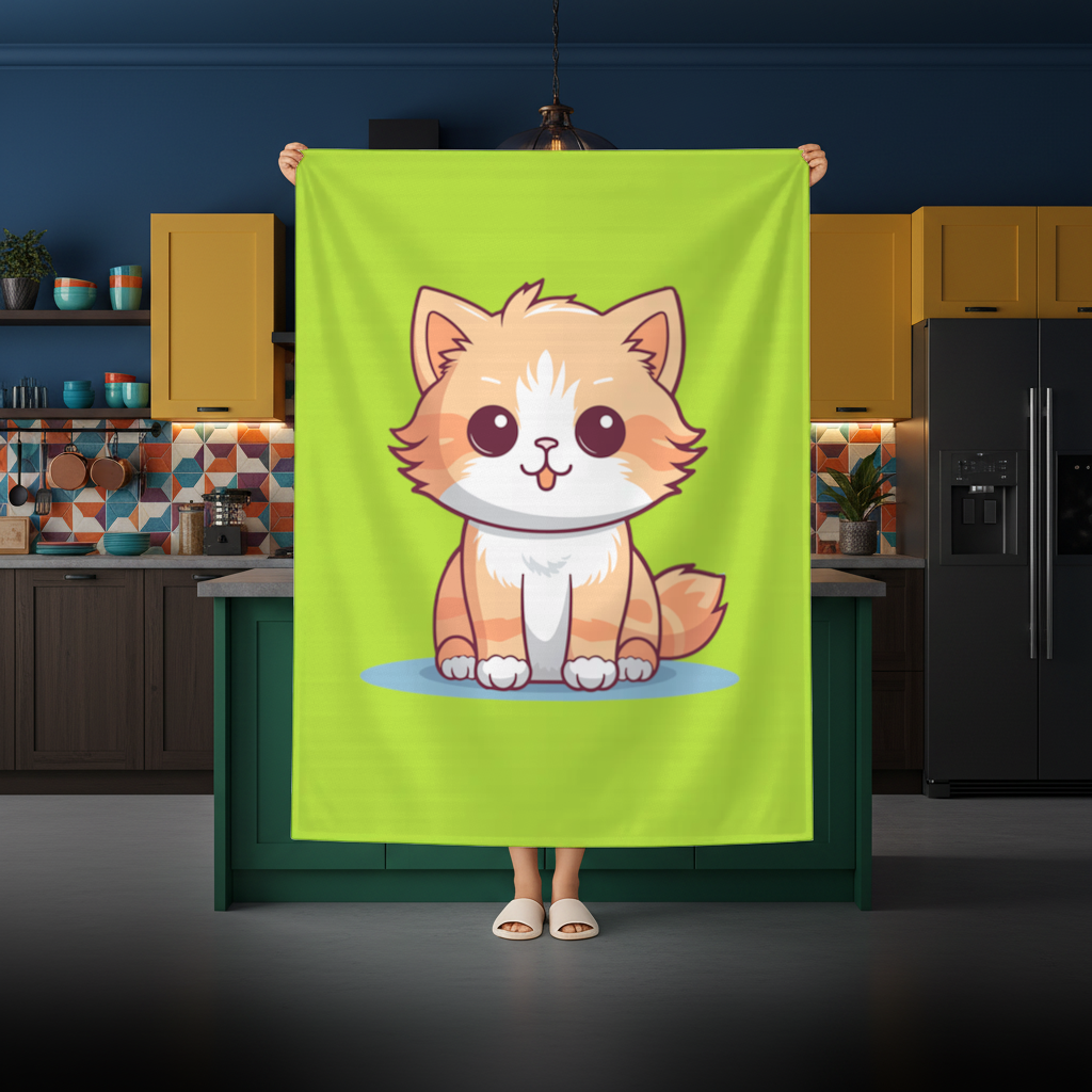 Cute Orange Cat Illustration Rectangular Tablecloth
