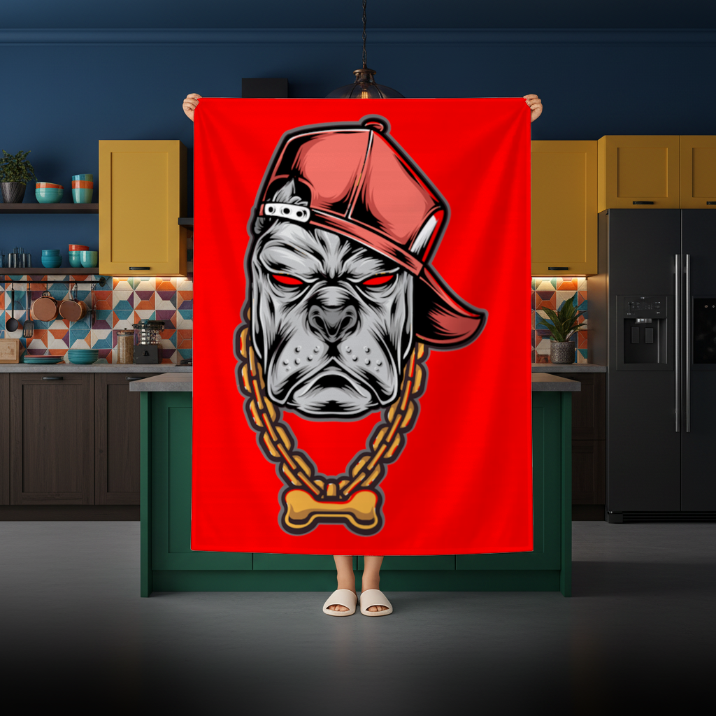 Hip Hop Style Gangster Dog Illustration Rectangular Tablecloth