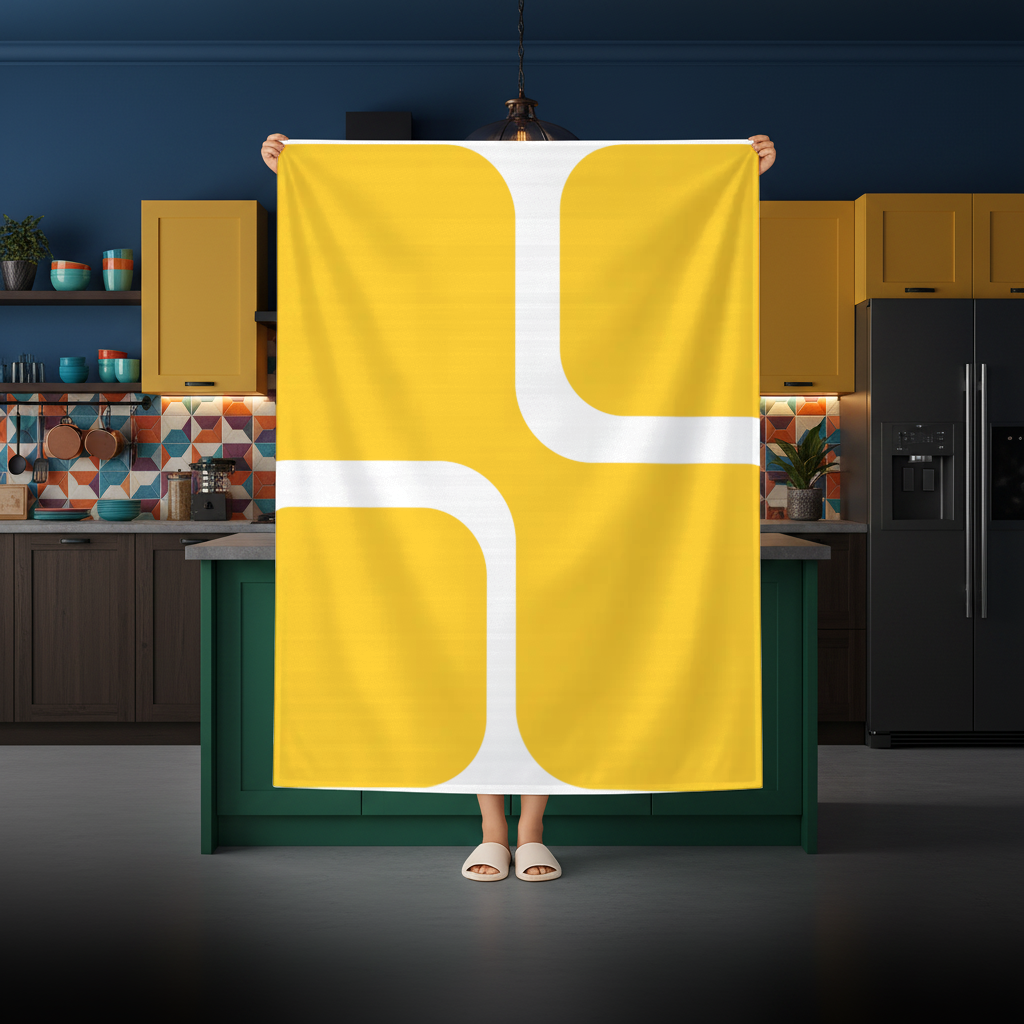 Yellow Geometric Labyrinth and Modern Abstract Pattern Rectangular Tablecloth