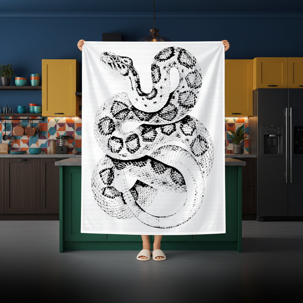 Detailed Vintage Rattlesnake Illustration Rectangular Tablecloth