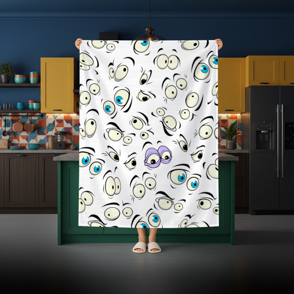 Komik Karikatür Göz Deseni Masa Örtüsü