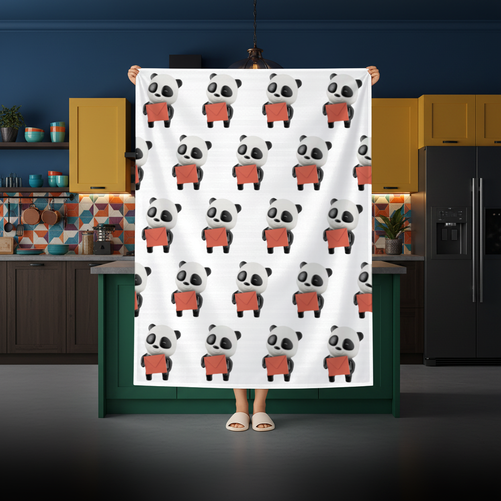 Happy Panda Character Holding Red Envelope Rectangular Tablecloth