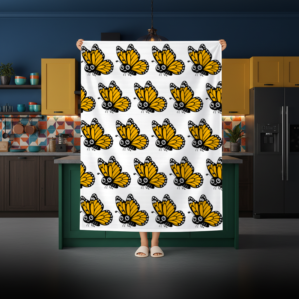 Smiling Orange Monarch Butterfly Character Rectangular Tablecloth