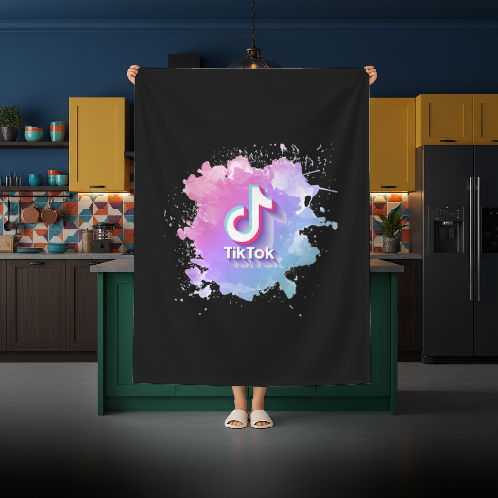 TikTok Logo with Watercolor Effect Rectangular Tablecloth