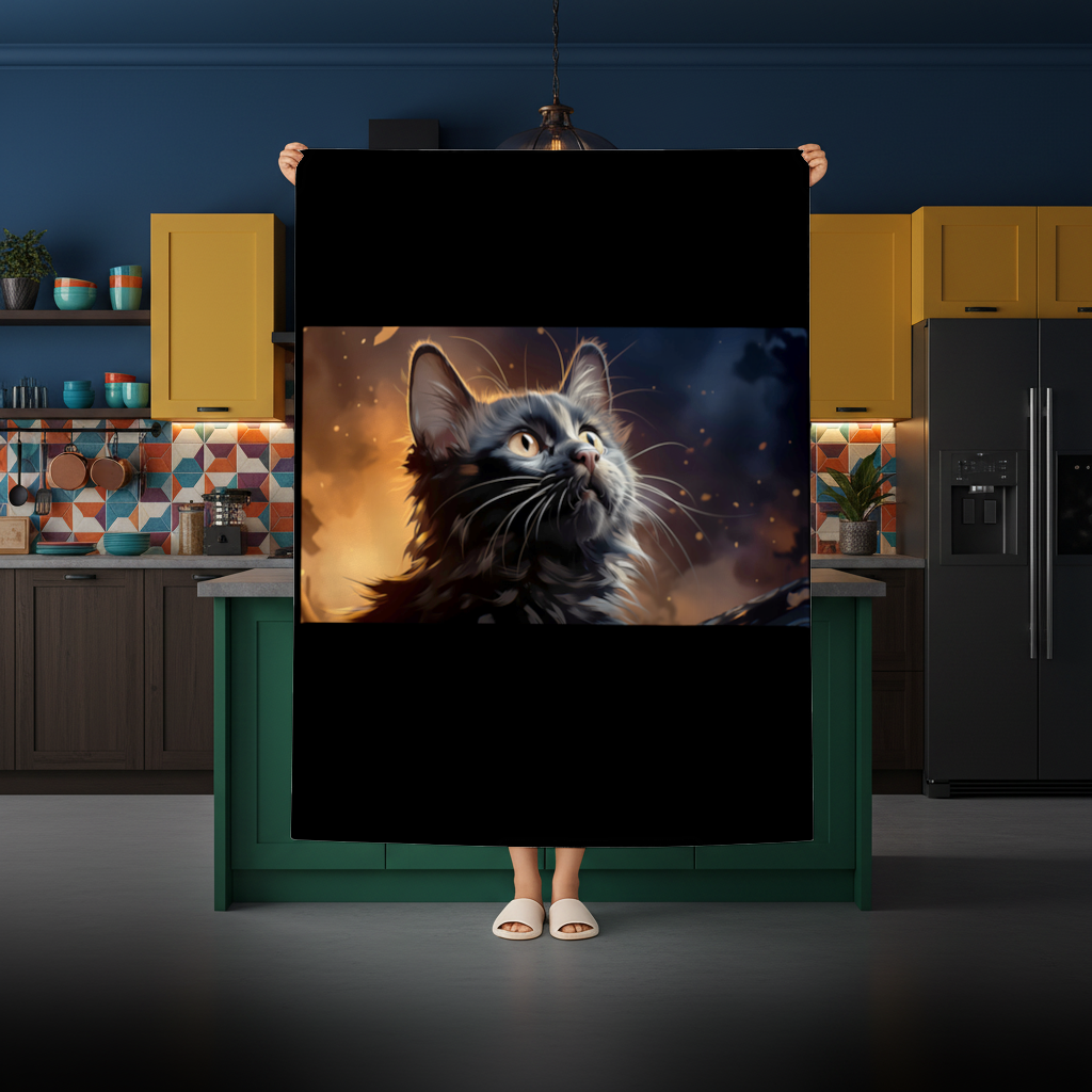 Siyah Kedi Dijital Sanat Masa Örtüsü