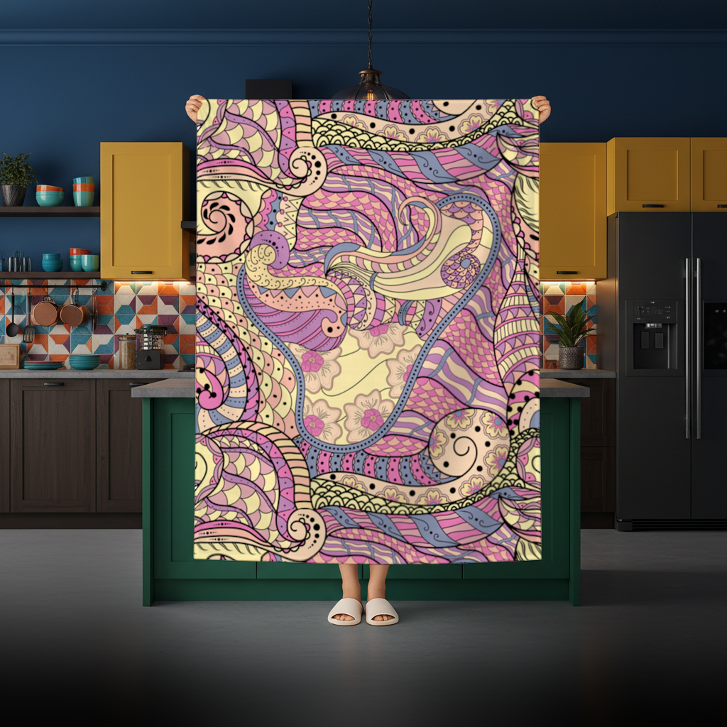 Psychedelic Zentangle Çiçek Masa Örtüsü