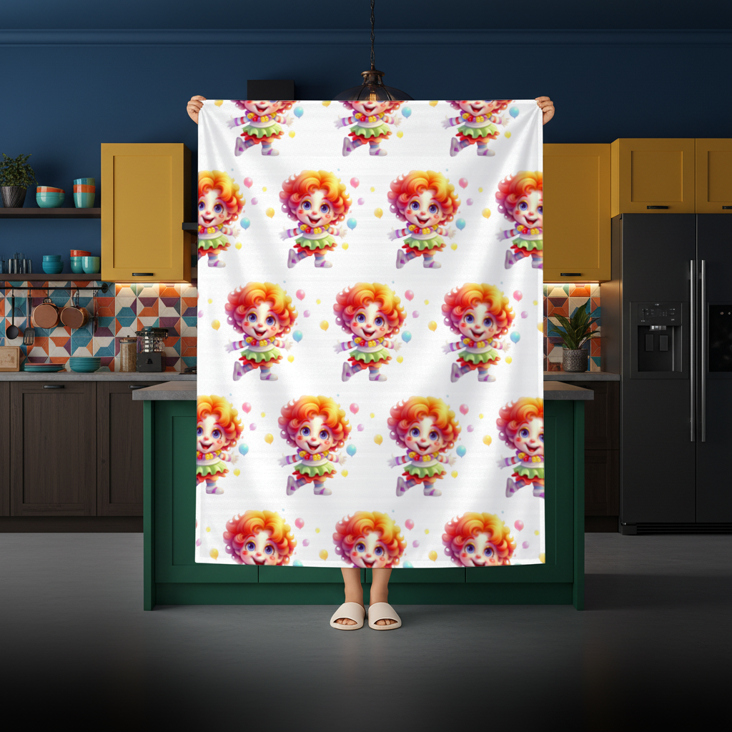 Cute Rainbow Hair Happy Clown Rectangular Tablecloth