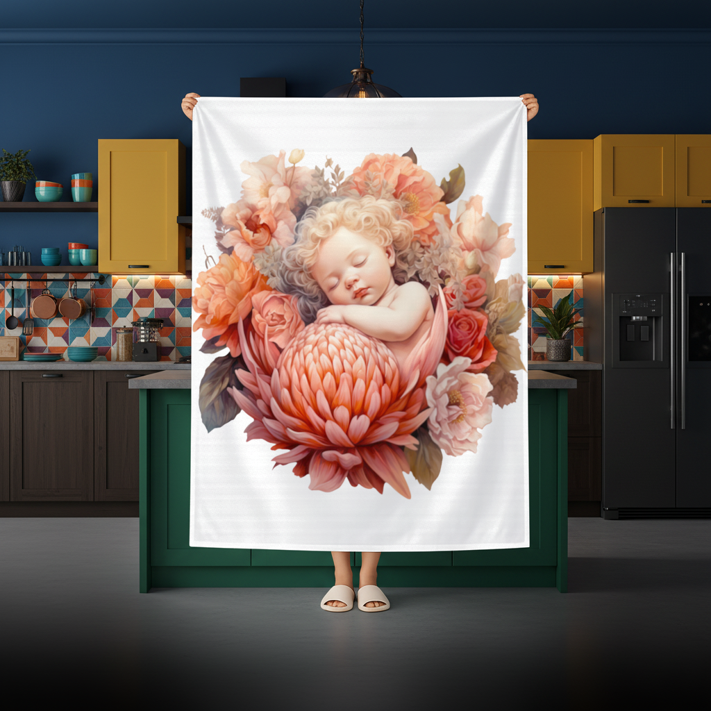 Ethereal Cottagecore Sleeping Baby Rectangular Tablecloth