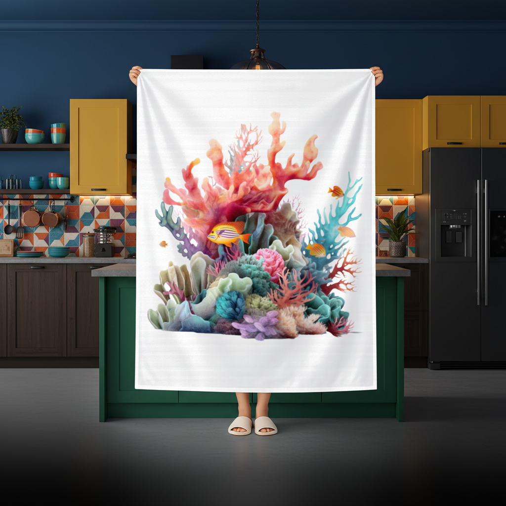Vibrant Coral Reef and Tropical Fish Rectangular Tablecloth