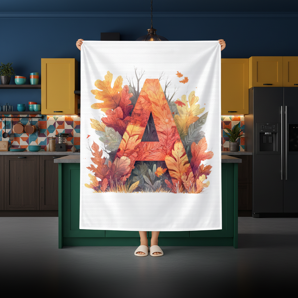Autumn Leaf Letter A Monogram Rectangular Tablecloth