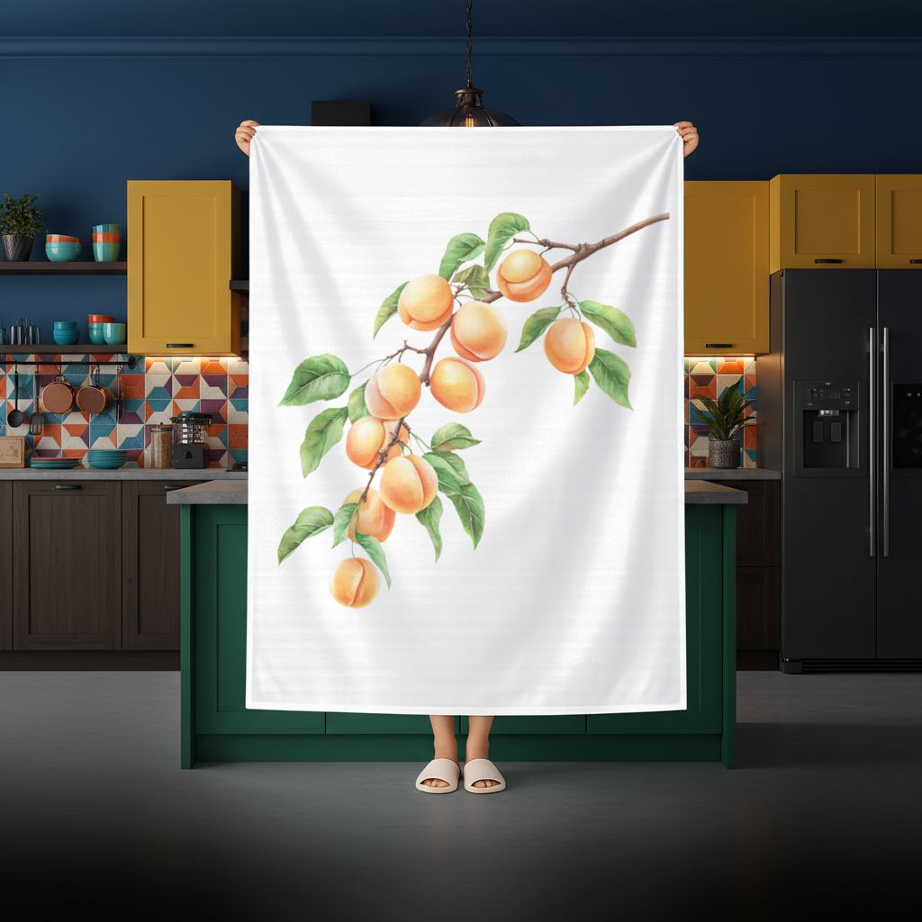 Ripe Orange Apricot Fruit Branch Rectangular Tablecloth