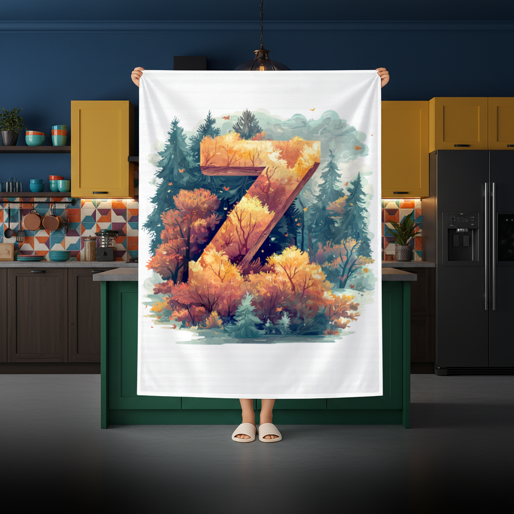 Autumn Leaf Forest Letter Z Rectangular Tablecloth