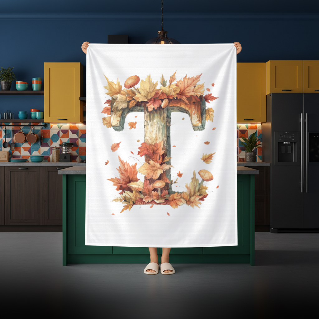 Autumn Leaf Wooden Letter T Rectangular Tablecloth