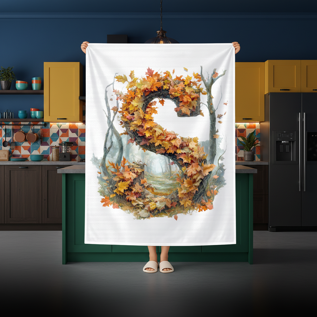 Autumn Maple Leaf Letter S Rectangular Tablecloth
