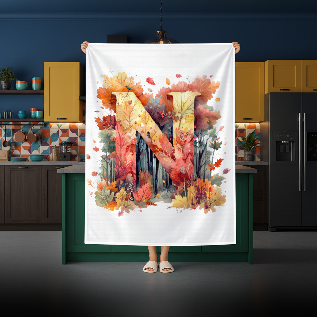 Autumn Leaf Monogram N Rectangular Tablecloth