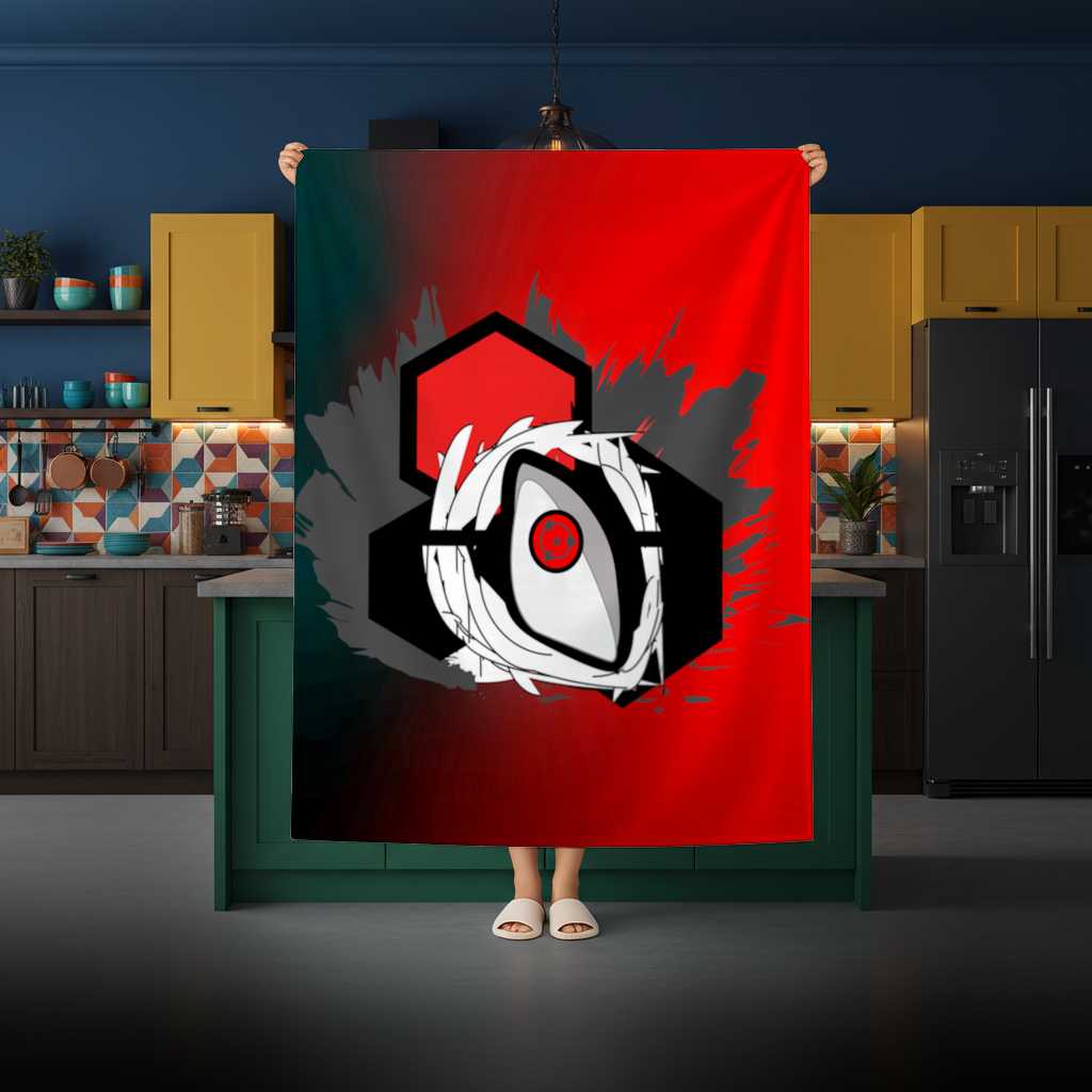 Mistik Kırmızı Göz Hegzagon Masa Örtüsü