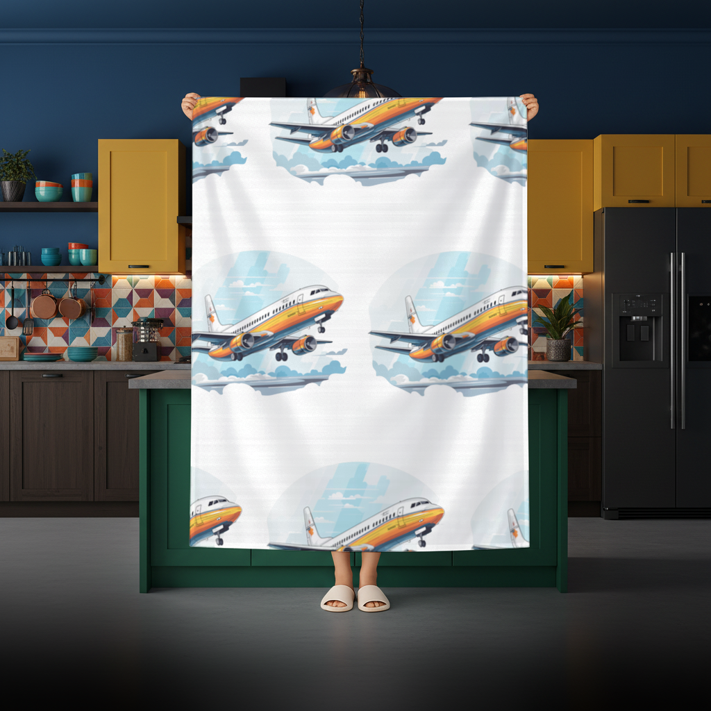 Retro Orange Commercial Airplane Rectangular Tablecloth