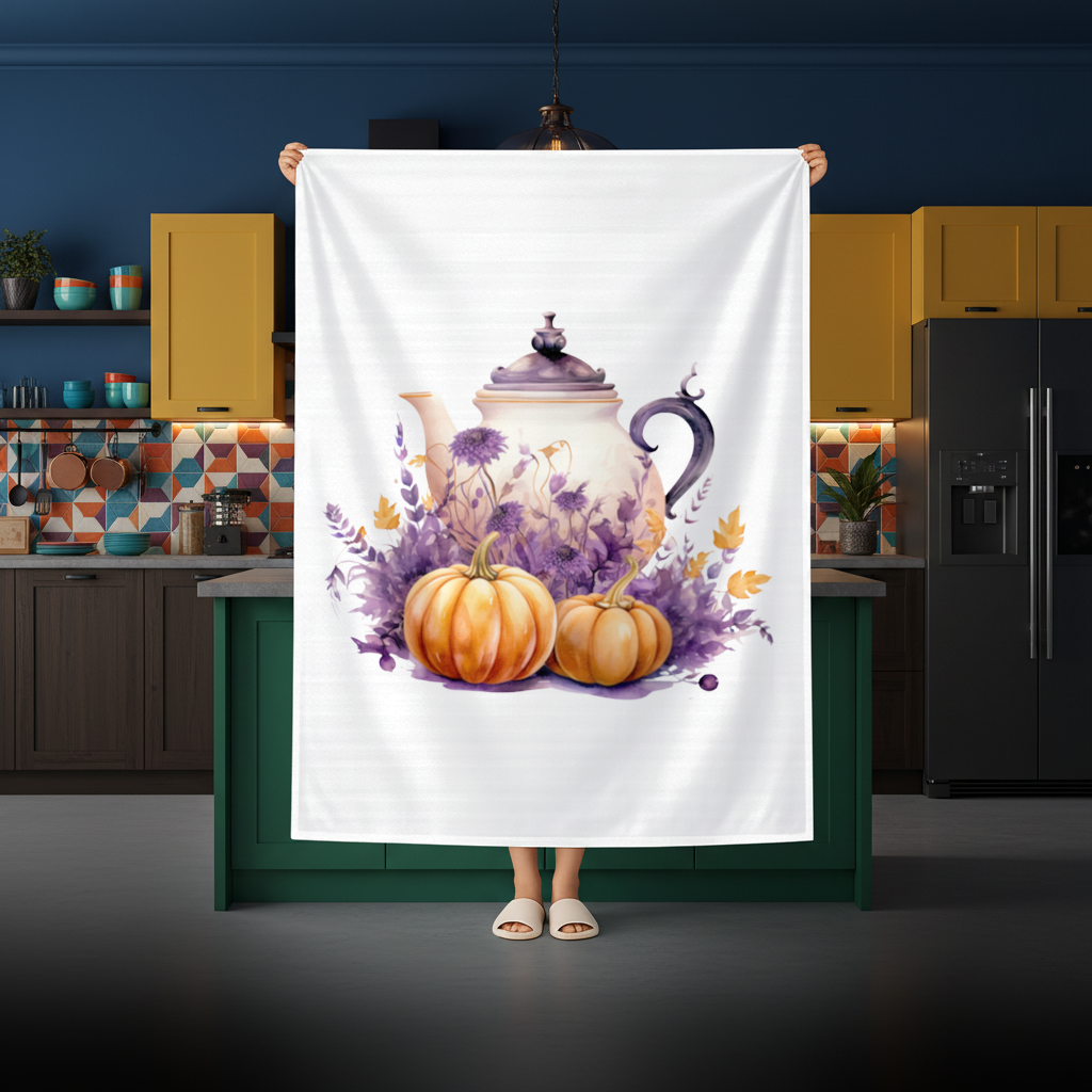 Vintage Purple Floral Pumpkin Teapot 