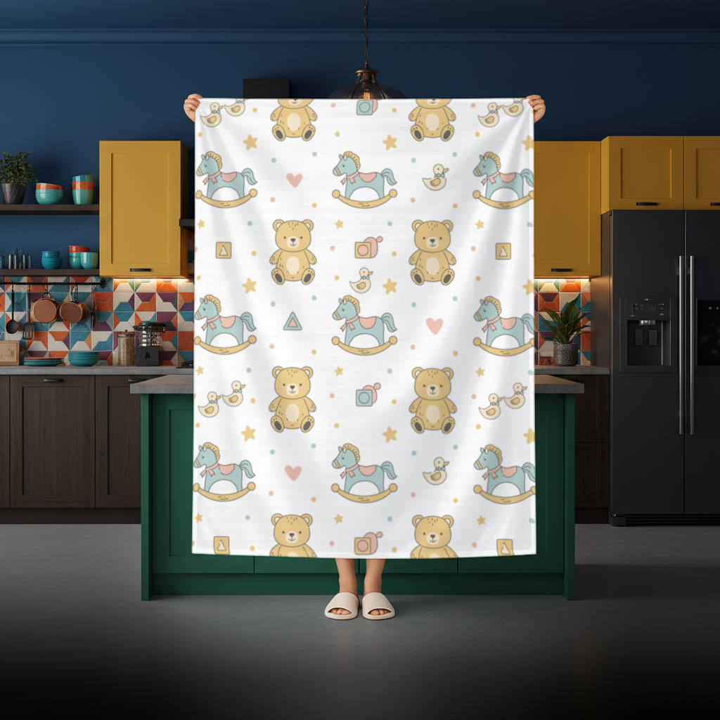 Cute Toy Pattern Kids Background Rectangular Tablecloth