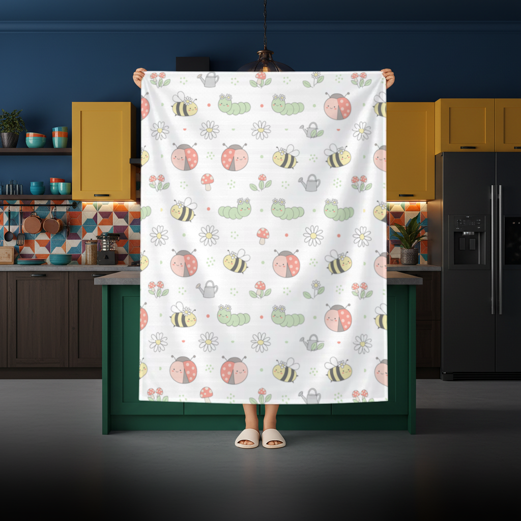 Cute Garden Bugs Pattern Rectangular Tablecloth