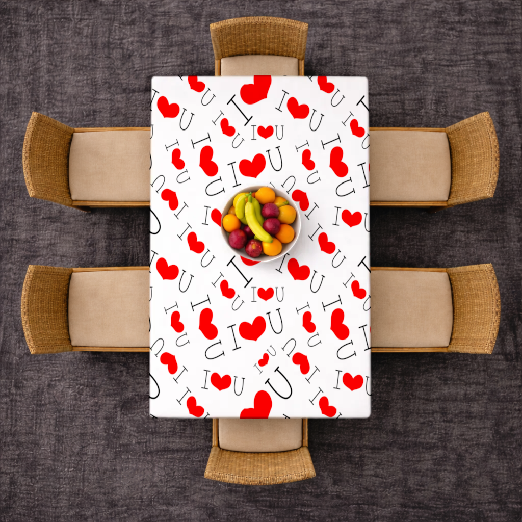Valentines Day I Love You Heart Pattern Romantic Design Rectangular Tablecloth