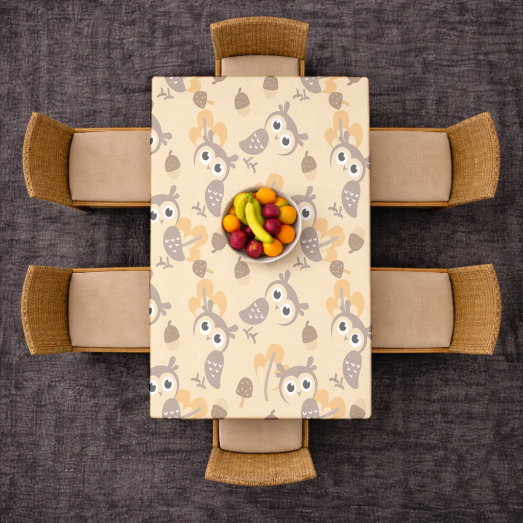 Cute Owl and Acorn Autumn Seamless Pattern Rectangular Tablecloth