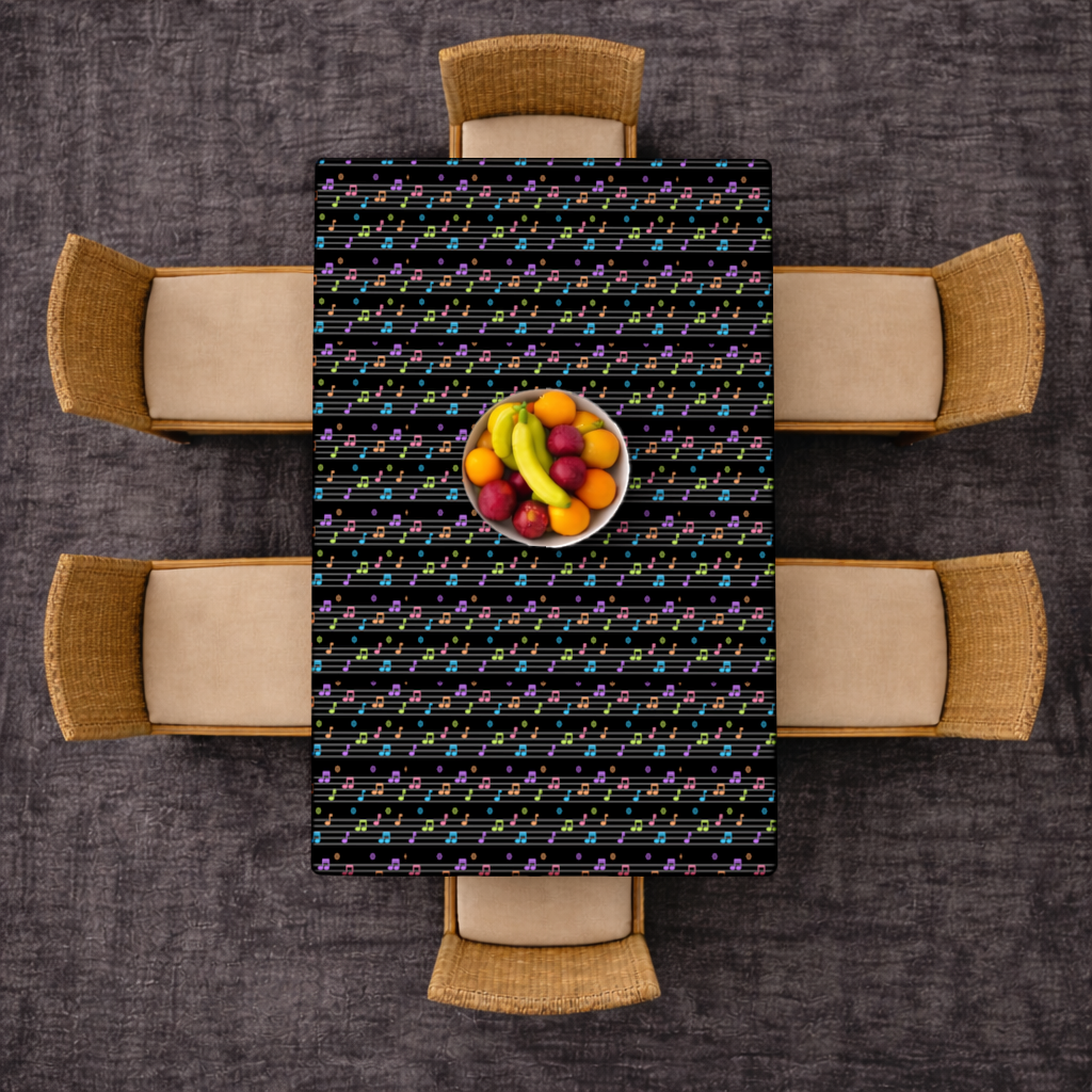 Vibrant Neon Music Notes and Rhythm Seamless Pattern Rectangular Tablecloth